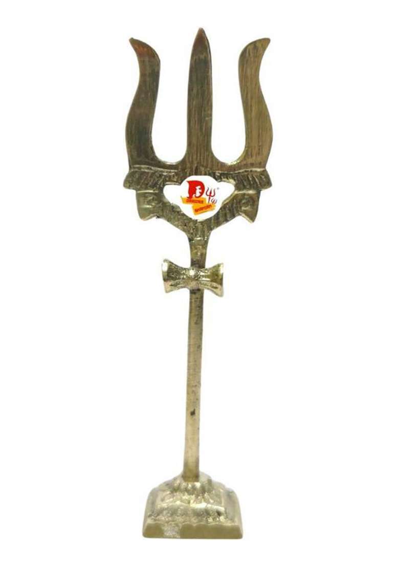 Daridra Bhanjan Shiva Abhishek Stand With Trishul Pooja Trishul And Brass Jal StandWater Stand Decorative Showpiece - 12 Cm(Brass Gold) - Indya