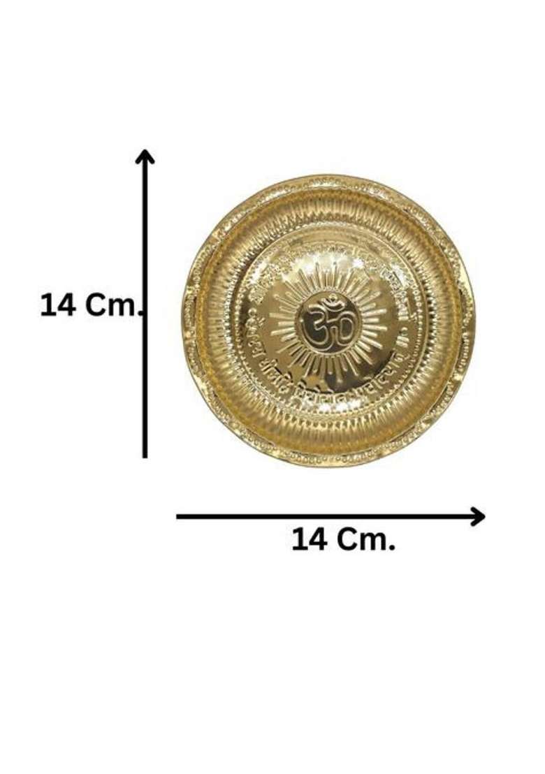 Daridra Bhanjan Crystal Shaligram Shiva Ling/Shivling Jalahari Yoni Brass Plate Trishul Pooja Decorative Showpiece - 14 Cm(Brass Gold) - Indya