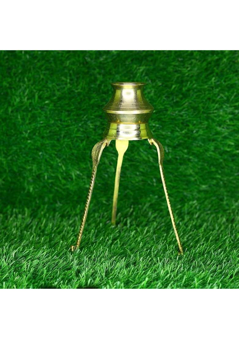 Chkoteravatiya Shivling Stand With Abhishek Loti(Kalash)/Tipai With Loti Decorative Showpiece - 18 Cm(Brass Gold) - Indya