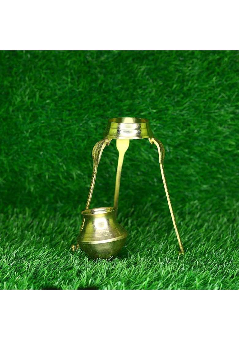 Chkoteravatiya Shivling Stand With Abhishek Loti(Kalash)/Tipai With Loti Decorative Showpiece - 18 Cm(Brass Gold) - Indya