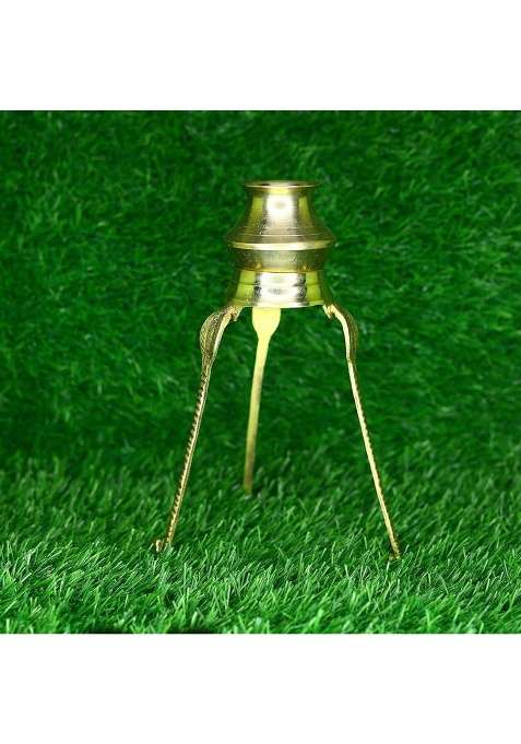 Chkoteravatiya Shivling Stand With Abhishek Loti(Kalash)/Tipai With Loti Decorative Showpiece - 18 Cm(Brass Gold)