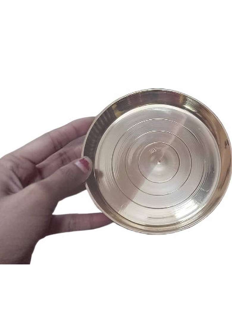 Daridra Bhanjan Brass Shiva Ling Lingam Shivling Stand With Brass Pooja Plate Decorative Showpiece - 14 Cm(Brass Gold) - Indya