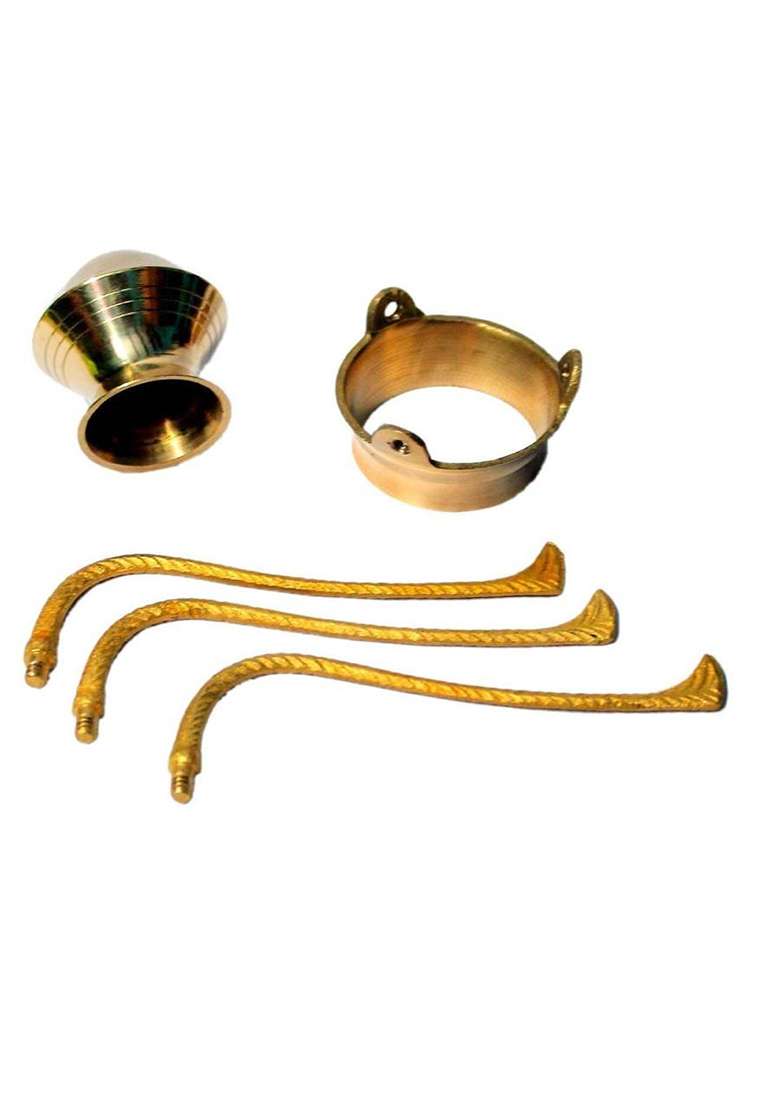 Daridra Bhanjan Brass Shiva Ling Lingam Shivling Stand With Brass Pooja Plate Decorative Showpiece - 14 Cm(Brass Gold) - Indya