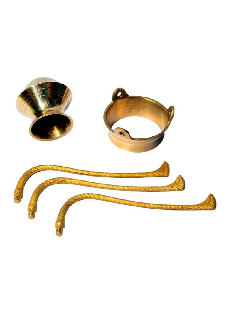 Sanskaari Mahadev Crystal Shivling Shivling Stand Brass Plate Shiva Idol Decorative Showpiece - 14 Cm(Brass Gold) - Indya