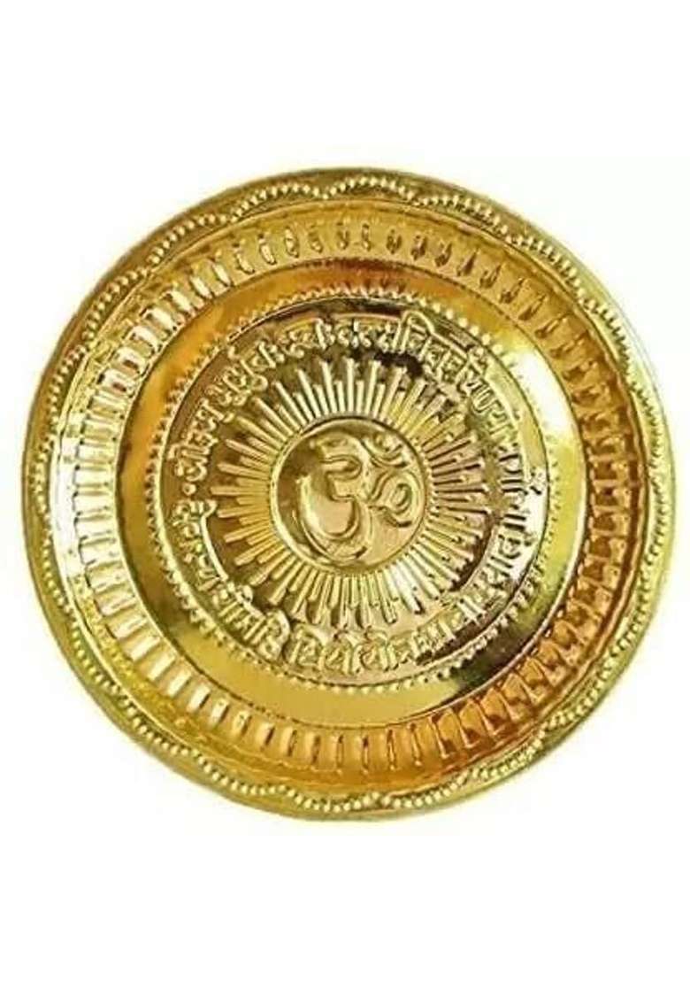 Sanskaari Mahadev Crystal Shivling Shivling Stand Brass Plate Shiva Idol Decorative Showpiece - 14 Cm(Brass Gold) - Indya