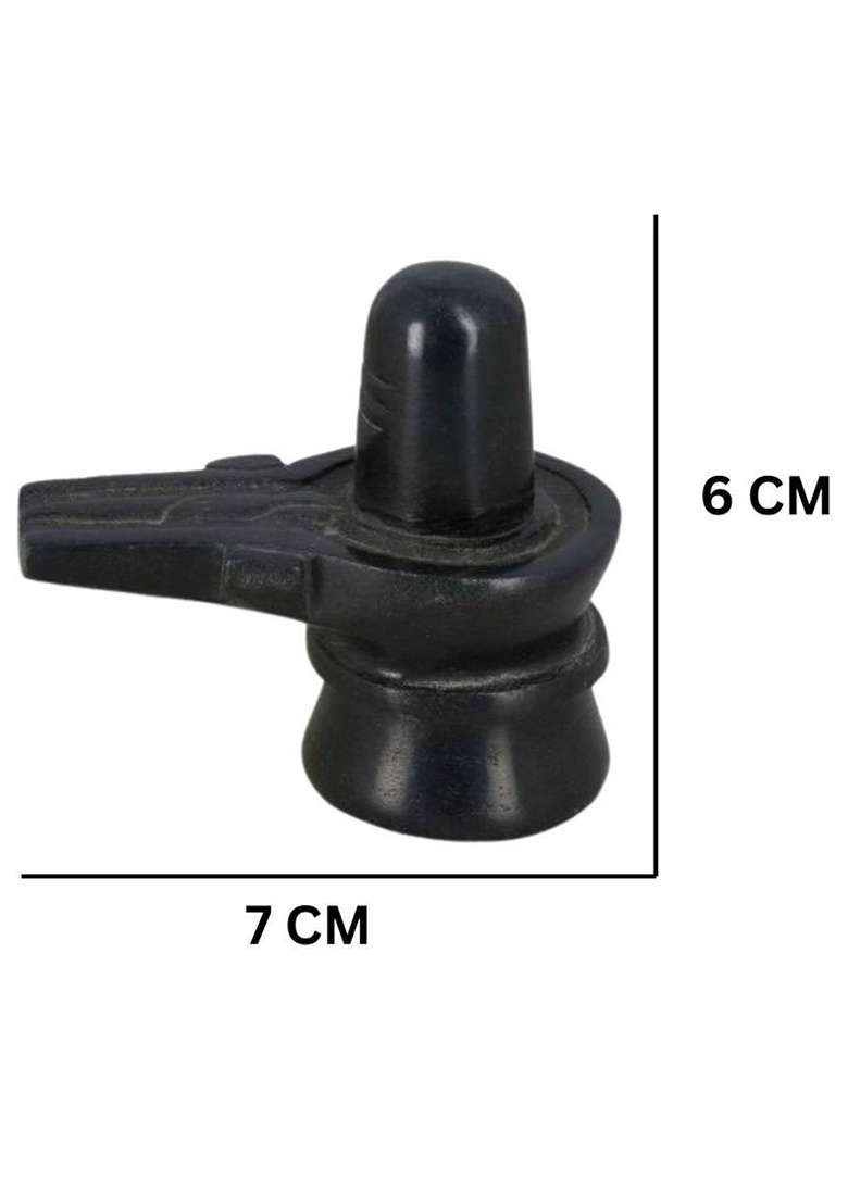 Daridra Bhanjan Brass Abhishek Pot Stand With Black Shivling And Trishul / Black Marble Shivling Decorative Showpiece - 12 Cm(Brass Gold) - Indya