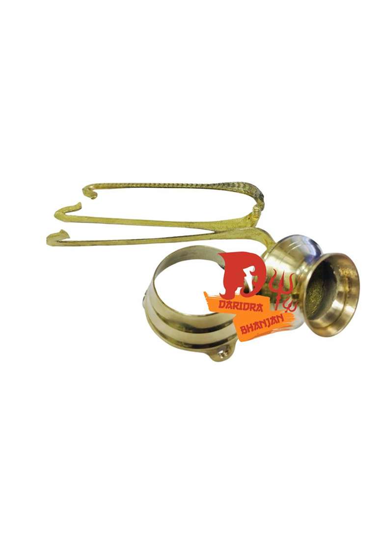Daridra Bhanjan Lota For Puja Jalabhishek Stand Tripai Shivling Water Stand Nag For Pooja Decorative Showpiece - 22 Cm(Brass Gold) - Indya