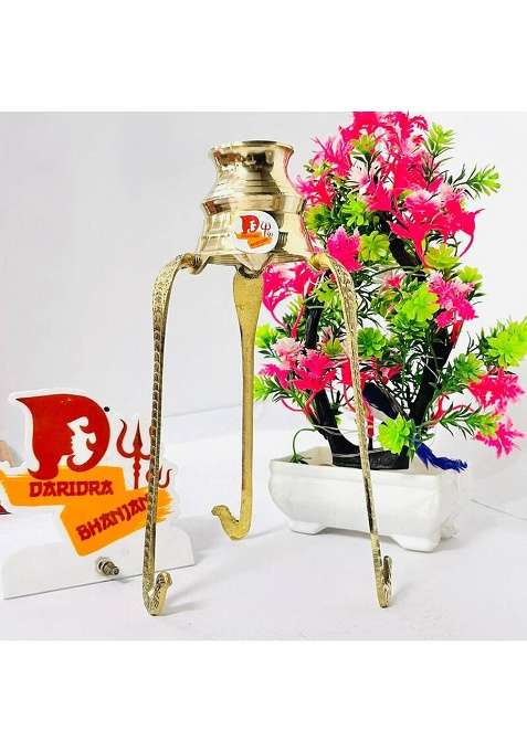 Daridra Bhanjan Lota For Puja Jalabhishek Stand Tripai Shivling Water Stand Nag For Pooja Decorative Showpiece - 22 Cm(Brass Gold)