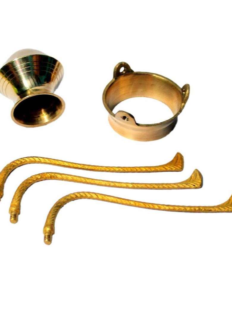 Daridra Bhanjan Brass Trishul With Stand Shivling Stand Shiva Idol Shivling Water Stand Decorative Showpiece - 12 Cm(Brass Gold) - Indya