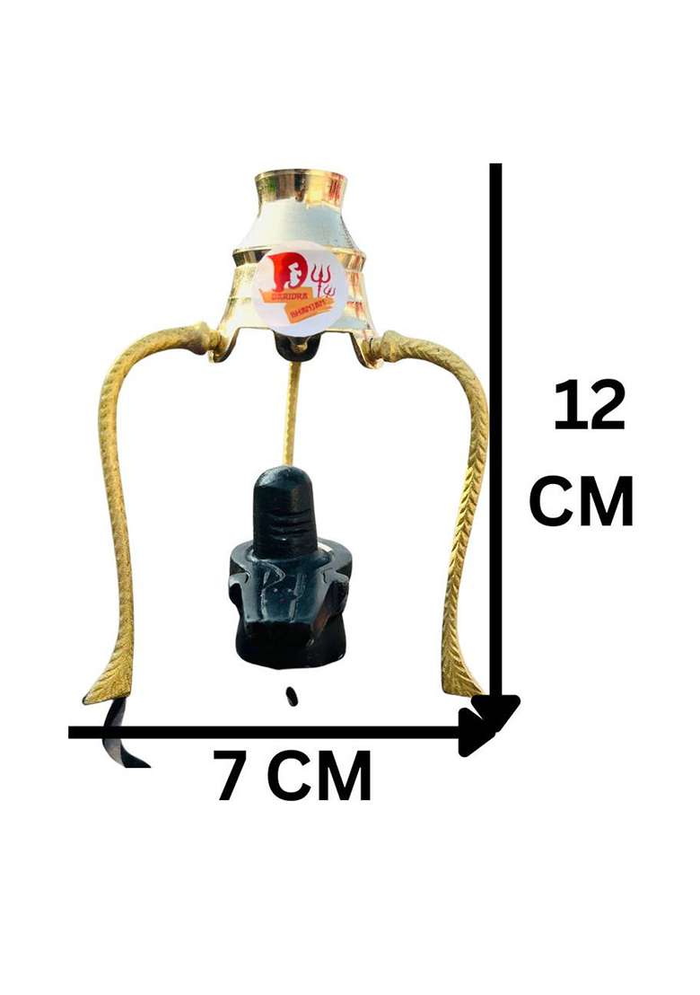Daridra Bhanjan Shivling Stand Marble Shivling Lota Stand Shivling Idol For Home Pooja Decorative Showpiece - 12 Cm(Brass Multicolor) - Indya