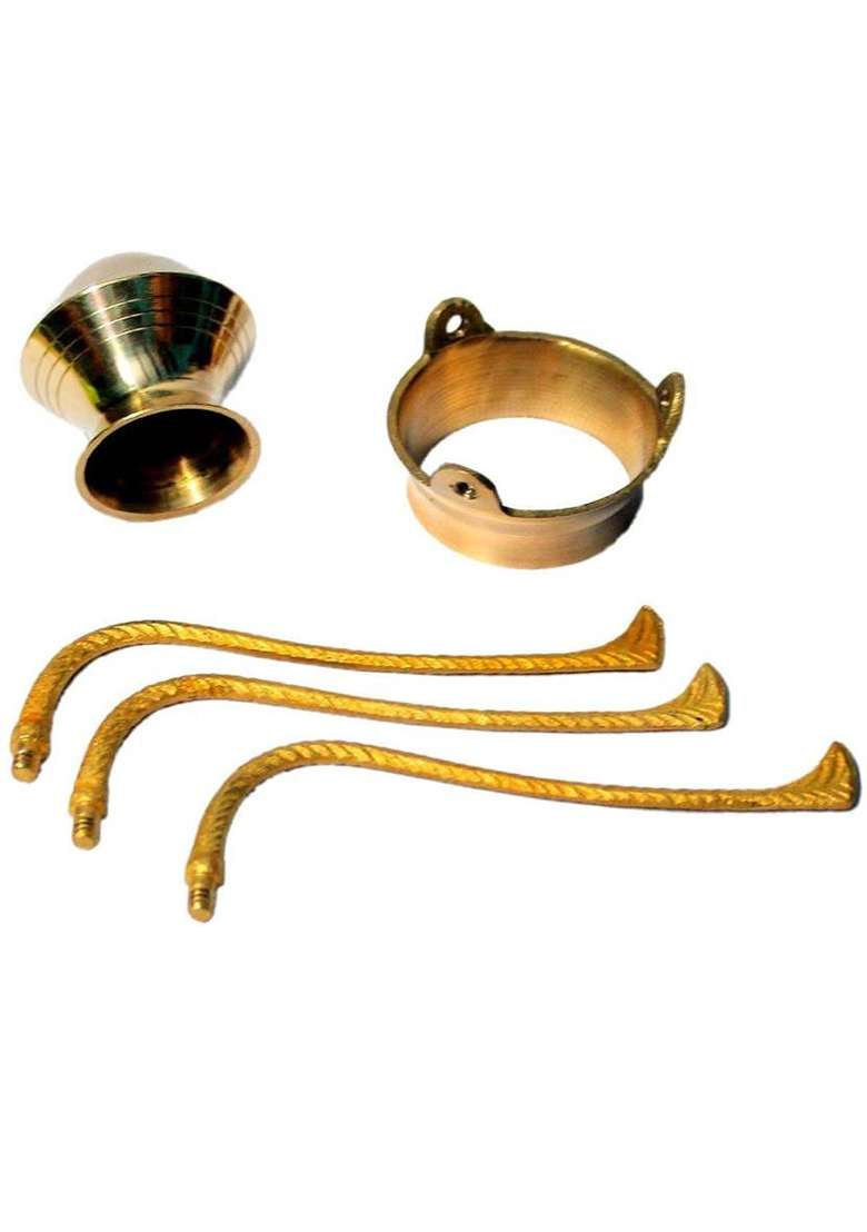Daridra Bhanjan Shivling Stand Marble Shivling Lota Stand Shivling Idol For Home Pooja Decorative Showpiece - 12 Cm(Brass Multicolor) - Indya