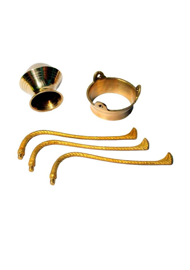 Daridra Bhanjan Brass Tripai Jal Abhishek Lota Stand Kalash Stand Shivling Idol Shiva Idol Decorative Showpiece - 12 Cm(Brass Multicolor) - Indya