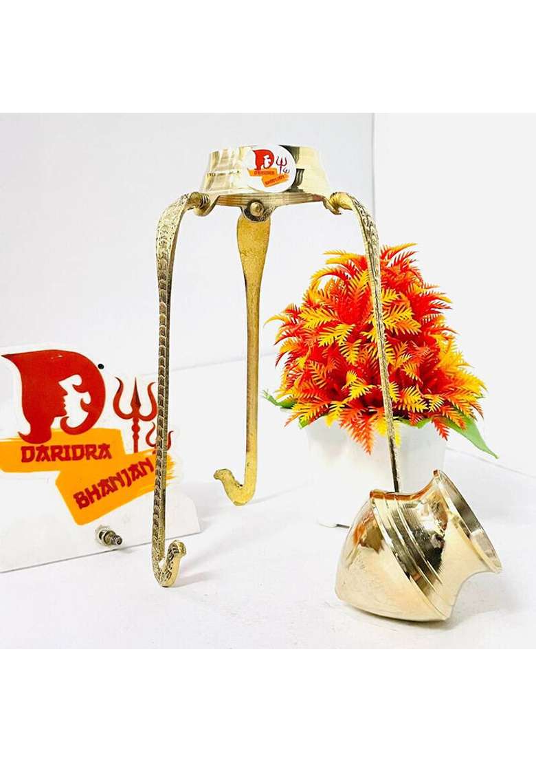 Daridra Bhanjan Shivling StandShiva Lingam StandShivling Kalash Stand Shivling Abhishek Stand Decorative Showpiece - 22 Cm(Brass Gold) - Indya