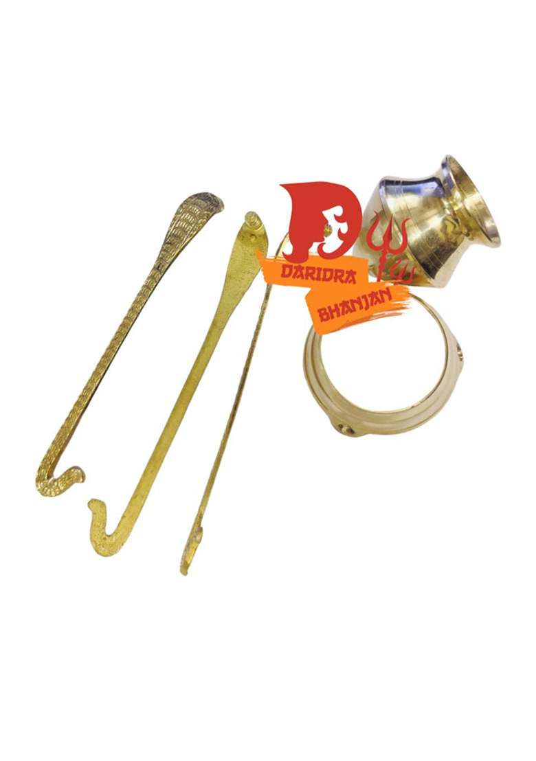 Daridra Bhanjan Shivling StandShiva Lingam StandShivling Kalash Stand Shivling Abhishek Stand Decorative Showpiece - 22 Cm(Brass Gold) - Indya