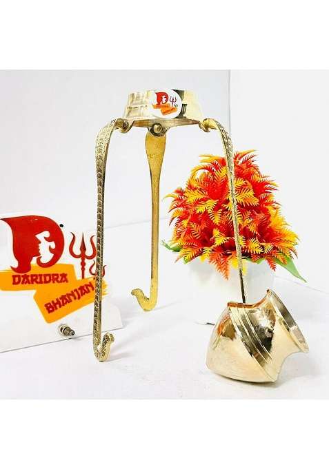 Daridra Bhanjan Shivling StandShiva Lingam StandShivling Kalash Stand Shivling Abhishek Stand Decorative Showpiece - 22 Cm(Brass Gold)