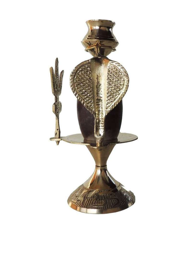 Elitetouch Shiv Shiva Ling Statue Of BrassShivling Kalash Stand Decorative Showpiece - 9 Cm(Metal Gold) - Indya