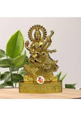 Puchchi Saraswati Idol Saraswati Murti Saraswati Mata Idol Saraswati Metal Saraswati Decorative Showpiece - 11.9 Cm(Metal Gold)