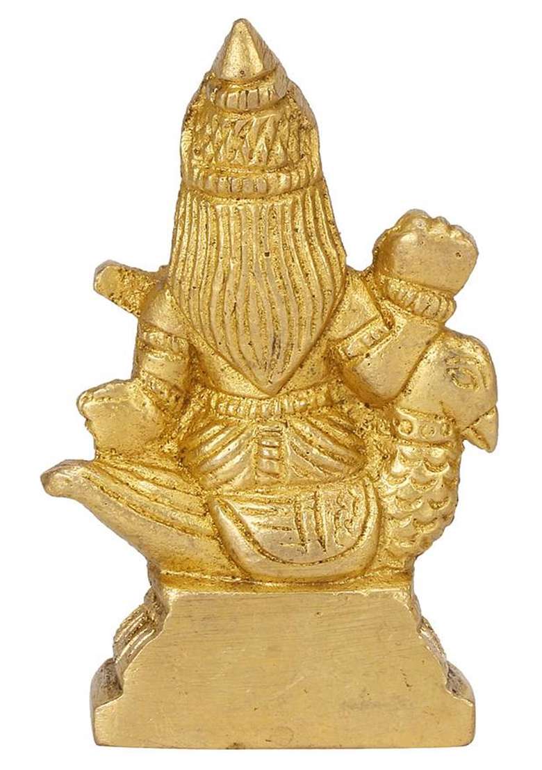 Tryfeet Superfine Brass Vidya Ki Devi Hans Vahini Mata Saraswati Murti Decorative Showpiece - 6.5 Cm(Brass Gold) - Indya