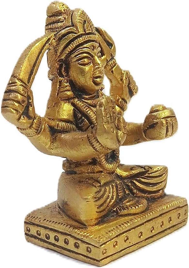 Rbhkj Lord Santoshi Mata Idol Statue Temple Puja Gift 300 Gram Decorative Showpiece - 6.5 Cm(Brass Gold) - Indya