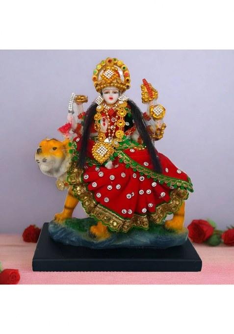 Alila Marble & Polyresin Maa Durga Mata Rani Murti Idol Statue Sculpture 10 Inches Decorative Showpiece - 22 Cm(Polyresin Multicolor)