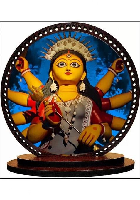 Idolcraft Maa Durga Idol For Pooja Room Ideal For Gifting And Home Decor Decorative Showpiece - 7.6 Cm(Wood Multicolor)