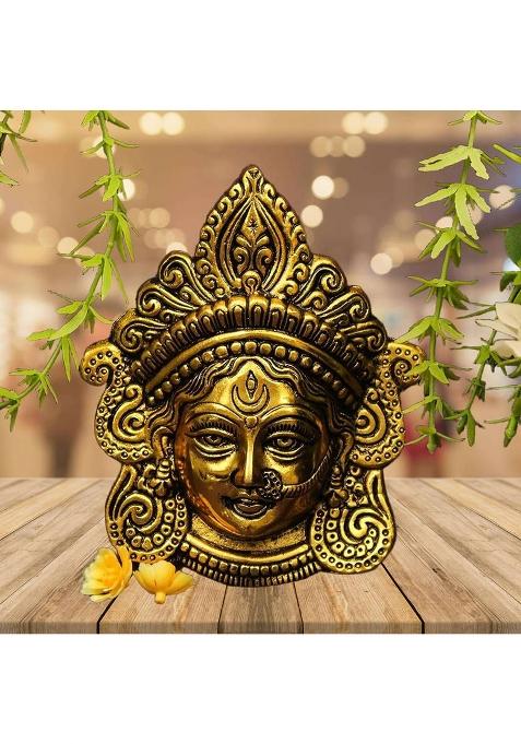 Casadecors Durga Maa Face Idol Wall Hanging For Home Temple Office And Gift Purpose. Decorative Showpiece - 14.5 Cm(Metal Yellow)