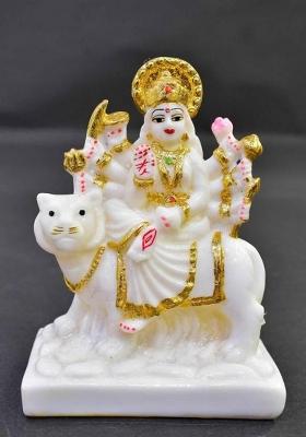 Shree Krishana Trader Maa Durga Devi Idol Statue Sherawali Decorative Showpiece - 0.5 Cm(Marble White)