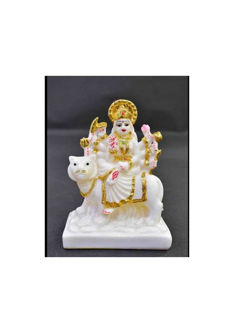 Shree Krishana Trader Maa Durga Devi Idol Statue Sherawali Decorative Showpiece - 0.5 Cm(Marble White) - Indya