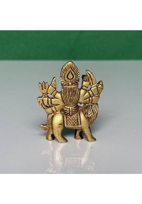 Shivam Vastu Kala Shivling Art 100% Brass Murti Maa Durga Murti Navratri Festival Metal Multi Medium Size Decorative Showpiece - 7.5 Cm(Brass Gold)