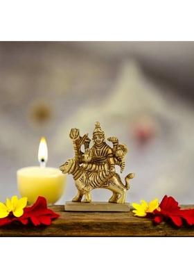 Shanti Brass Durga Maa Idol For Pooja Room Home Office Decorative Showpiece - 6.2 Cm(Brass Gold)