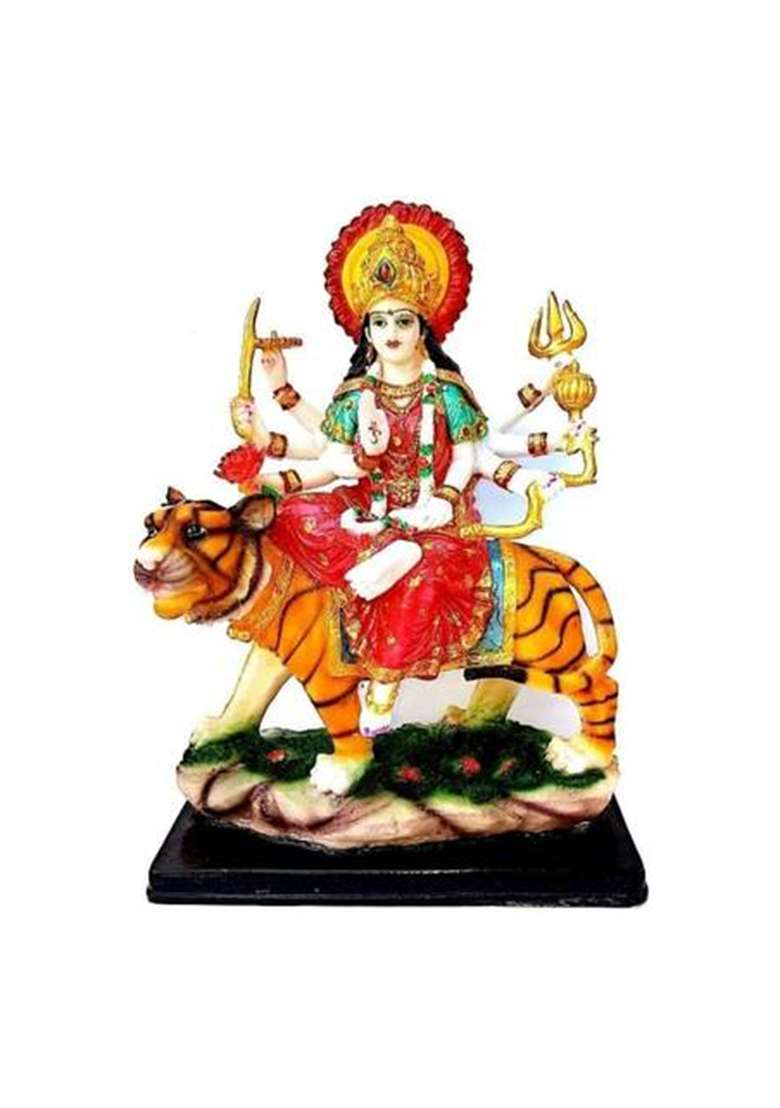 Sbbco Marble Finish Goddess Maa Durga Devi Idol Statue Sherawali Mata Rani Decorative Showpiece - 14.21 Cm(Marble Multicolor) - Indya