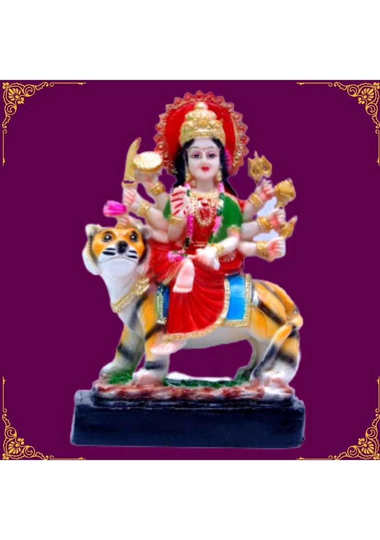 Buji Craft Durga Maa Murti Durga Murti Murti Of Durga Durga Maa Idol For Home Decorative Showpiece - 21 Cm(Polyresin Multicolor) - Indya