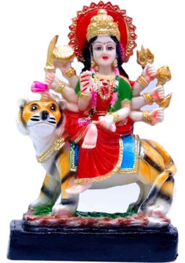 Buji Craft Durga Maa Murti Durga Murti Murti Of Durga Durga Maa Idol For Home Decorative Showpiece - 21 Cm(Polyresin Multicolor) - Indya