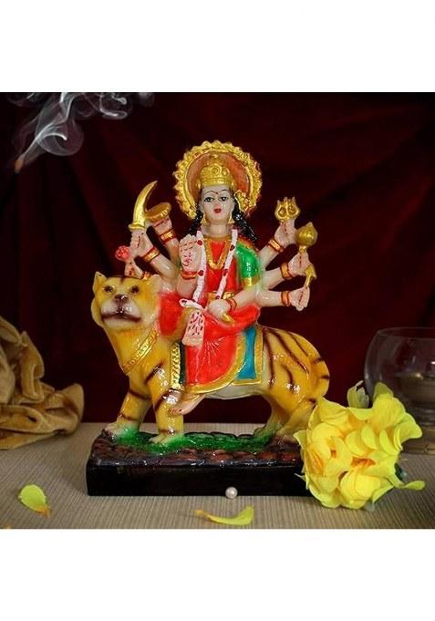 Karukrit Collections Sherawali Durga Maa Idol Decorative Showpiece - 12 Cm(Marble Multicolor)