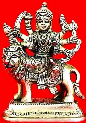 Dubros Corporation Divine & Elegant Ma Shakti Durga Brass Idol Decorative Showpiece - 12.5 Cm(Brass Gold)