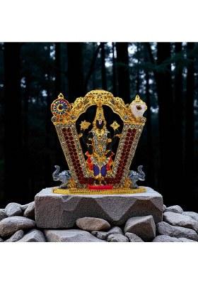 Stylewell Venketeshwar/Tirupati Balaji Darbar With Shankh And Chakra Car Dashboard Idol Decorative Showpiece - 15 Cm(Metal Multicolor)