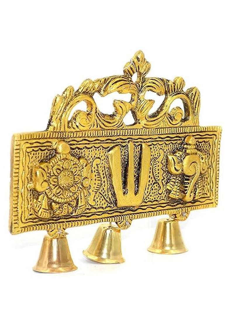 A & S Ventures Tirupati Balaji Latkan For Door Metal Wall Hanging Shankh Chakra Decorative Showpiece - 16 Cm(Metal Gold) - Indya
