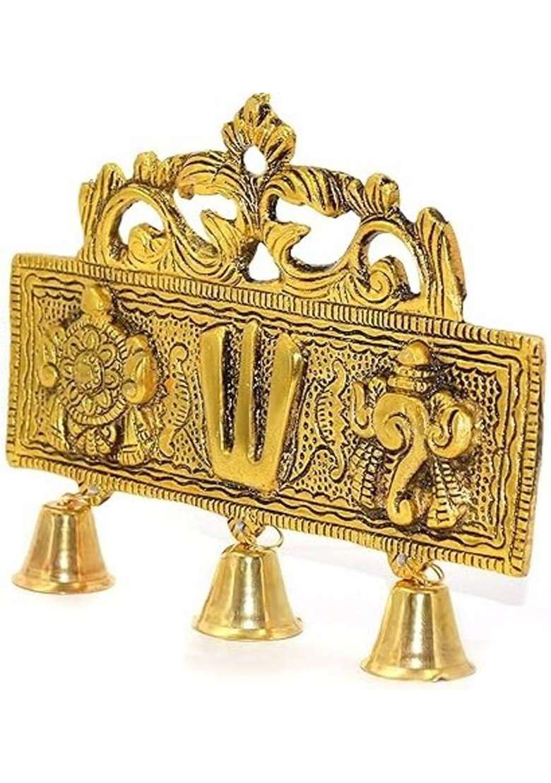 A & S Ventures Tirupati Balaji Latkan For Door Metal Wall Hanging Shankh Chakra Decorative Showpiece - 16 Cm(Metal Gold) - Indya