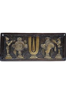 Dalvkot Tirupati Balaji Shanku Chakra Namam Showpiece Big Size For Wall Hanging Showpiece Decorative Showpiece - 11 Cm(Brass Gold)