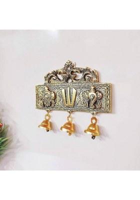 Dreamkraft Tirupati Door Hanging Shankh Chakra Namah Latkan Gold Plating Antique Decorative Decorative Showpiece - 15 Cm(Metal Gold)