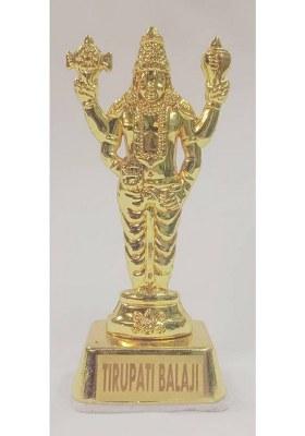 Mahig Enterprises Om Namo Narayanaya Tirupati Balaji Idol Venkateshwara Swamy Statue Shankh Chakra Decorative Showpiece - 9 Cm(Metal Gold)