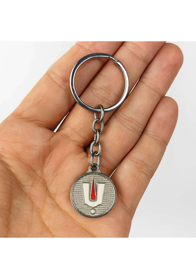 Devlink Tirupati Balaji Tilak Keychain With Round Pendant For Gift Car Bike & Home Decorative Showpiece - 10 Cm(Metal Multicolor) - Indya
