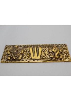 Rci Handicrafts Tirupati Door Hanging Shankh Chakra Namah Latkan Vishnu Shank Chakra Rci07 Decorative Showpiece - 8 Cm(Brass Metal Gold)