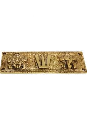 Shreeyash Brass Shankh Chakra Namah Wall Hanging Approx 7.5 Long 300G Decorative Showpiece - 2 Cm(Brass Gold)