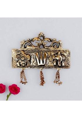 Sp Handicrafts Tirupati Door Hanging Shankh Chakra Namah Latkan Decorative Showpiece - 16 Cm(Aluminium Gold)