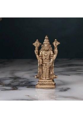 Shoppingrox Tirupati Balaji God Idol Brass Yellow Colour - 10 Cm Decorative Showpiece - 10 Cm(Brass Yellow)