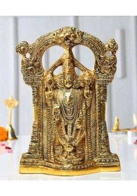 Rcs Crafts Sp Handicrafts Metal Tirupati Balaji Idol 9 X 6 X 1.5 Inches Golden Decorative Showpiece - 24 Cm(Aluminium Metal Gold)