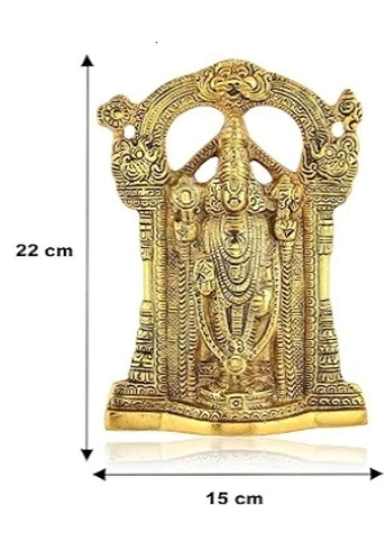 Rcs Crafts Sp Handicrafts Metal Tirupati Balaji Idol 9 X 6 X 1.5 Inches Golden Decorative Showpiece - 24 Cm(Aluminium Metal Gold) - Indya
