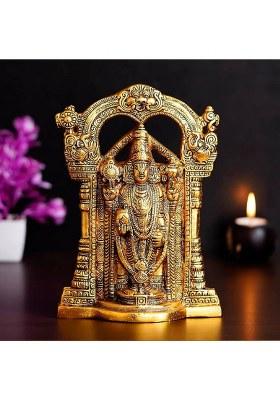 Kridaykraft Kridaykraft Tirupati Balaji Metal StatueSri Venkateswara MurtiBalaji Statue For TempleHomeOffice Walls &Table DecorGift Your Relatives On AnniversariesBirthdayReligious Statue For Gift Article Decorative Showpiece - 23 Cm(Metal Gold)