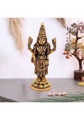 Shreeyash Tirupati Balaji Sri Venkateswara Idol Spiritual Home Decorative Showpiece Decorative Showpiece - 10.16 Cm(Brass Gold)